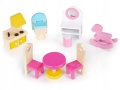 ECOTOYS DREWNIANY DOMEK DLA LALEK Z OŚWIETLENIEM LED HM006395