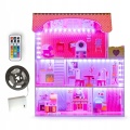 ECOTOYS DREWNIANY DOMEK DLA LALEK Z OŚWIETLENIEM LED HM006395