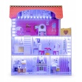 ECOTOYS DREWNIANY DOMEK DLA LALEK Z OŚWIETLENIEM LED HM006395