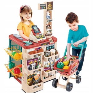 SKLEP SUPERMARKET DELUXE DLA DZIECI Z WÓZKIEM SKLEPOWYMI TERMINALEM I AKCESORIAMI