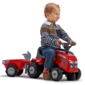 FALK JEŹDZIK TRAKTOREK BABY MASSEY FERGUSON CZERWONY Z PRZYCZEPKĄ + AKCESORIA 241C
