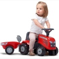 FALK JEŹDZIK TRAKTOREK BABY MASSEY FERGUSON CZERWONY Z PRZYCZEPKĄ + AKCESORIA 241C