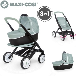 SMOBY WÓZEK DLA LALEK MAXI COSI QUINNY 3w1 GONDOLA SPACERÓWKA I WÓZEK GŁĘBOKI 253120