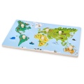 ADAM TOYS DREWNIANA UKŁADANKA PUZZLE Z UCHWYTAMI MAPA ŚWIATA N2014