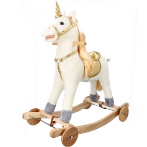 ADAM TOYS KONIK JEDNOROŻEC NA BIEGUNACH Z KOŁAMI WYDAJE DŹWIĘKI