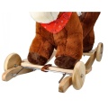 ADAM TOYS BRĄZOWY KONIK NA BIEGUNACH Z FOTELIKIEM I KOŁAMI OD 10 M-CY