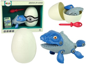 ZESTAW DO ZŁOŻENIA DINOZAUR W JAJKU MOZAZAUR DIY ŚRUBOKRĘT NIEBIESKI