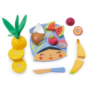 TENDER LEAF TOYS DREWNIANA DESKA Z OWOCAMI TROPIKALNYMI DO KROJENIA TL8281