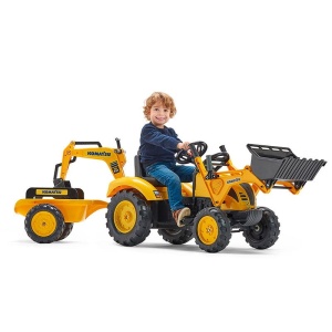 FALK TRAKTOR NA PEDAŁY Z PRZYCZEPĄ ŁYŻKĄ I ŁADOWARKĄ KOMATSU 3-7 LAT 2086Y