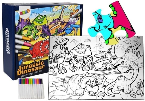 PUZZLE DO KOLOROWANIA 24EL. ERA DINOZAURÓW + PISAKI