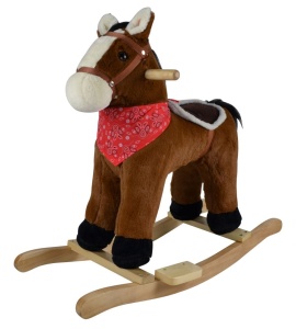 ADAM TOYS PLUSZOWY KONIK NA BIEGUNACH BRĄZOWY WYDAJE DŹWIĘKI