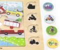VIGA DREWNIANE PUZZLE NA PODKŁADCE - DOPASUJ CIENIE - ŚRODKI TRANSPORTU 44742