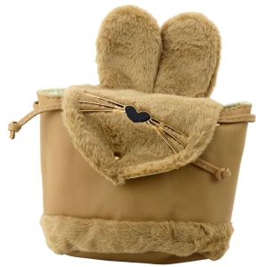 Plecak Dziecięcy Pluszowy Uszy Regulowany Pasek Beżowy 22cm 4L