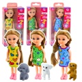 Zestaw Mini Laleczka W Sukience Z Pieskiem 14,5cm Mix