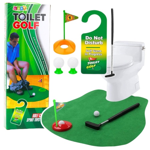 Zestaw Gra Zręcznościowa Golf Toaletowy Mata Kij Piłki Zawieszka Na Drzwi