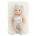 Lalka Bobas Niemowlak Z Kocykiem Biało-Szare Ubranko Czapeczka 18 cm