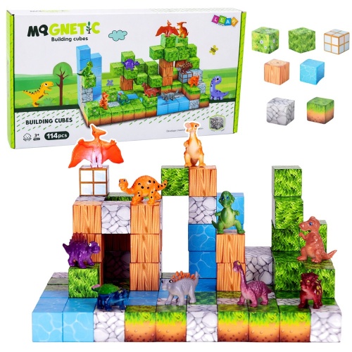 Klocki Magnetyczne Konstrukcyjne Kostki Kwadratowy Świat 3D 114 el.