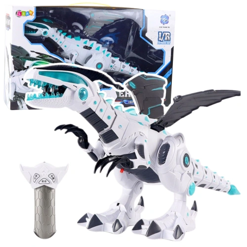 Zdalnie Sterowany Robot RC Dinozaur Światła Dźwięki Biały