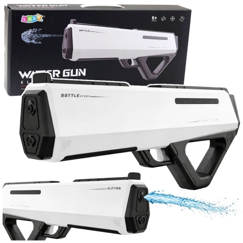 Elektryczny Pistolet Karabin Broń Na Wodę Biały Zasięg 12m 400ml