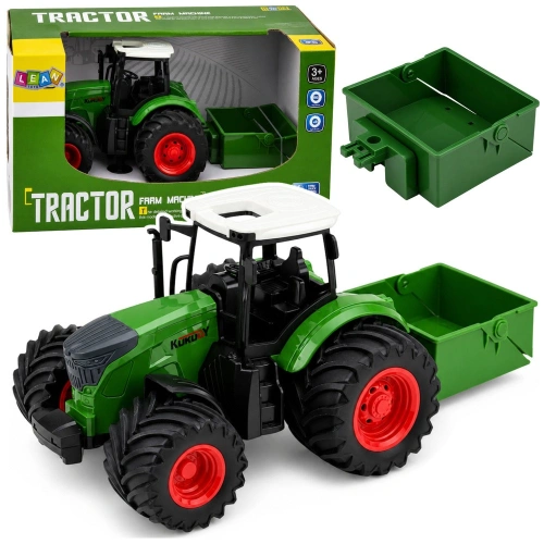 Traktor Rolniczy Farmerski Z Rozsiewaczem Nawozu Gumowe Koła Zielony 1:24