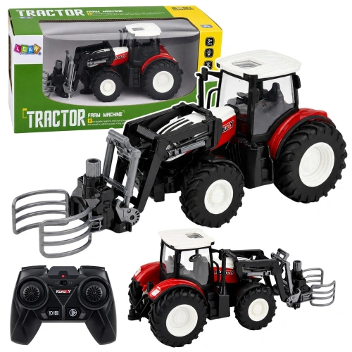 Traktor Rolniczy z Chwytakiem Do Bel Zdalnie Sterowany RC Czerwony 1:24