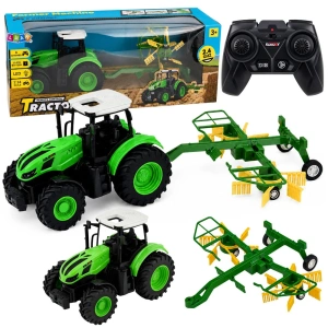 Traktor rolniczy RC ze zgrabiarką i światłami 1:24