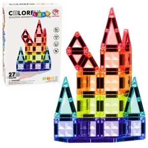 Klocki magnetyczne konstrukcyjne kolorowe panele 3D 27 el. Lean Toys