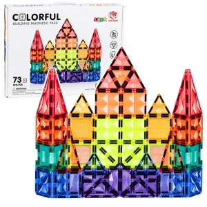 Klocki magnetyczne kolorowe panele 3D 73 el. Lean Toys