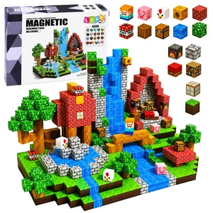 Lean Toys Klocki magnetyczne Sześciany Pixele Las 3D 100 el.