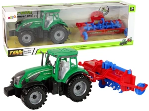 Ciągnik z pługiem na napęd frykcyjny czerwony Lean Toys