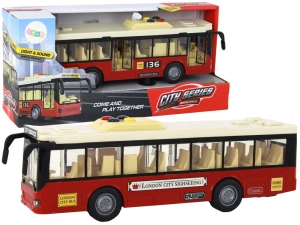 Autobus miejski na baterie ze światłami i dźwiękami czerwony 1:16 Lean Toys