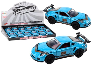 Auto sportowe 1:32 z figurką, niebieskie