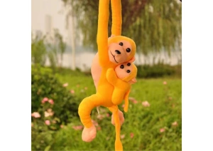 Maskotka pluszowa małpka z dzieckiem żółta 90 cm Lean Toys