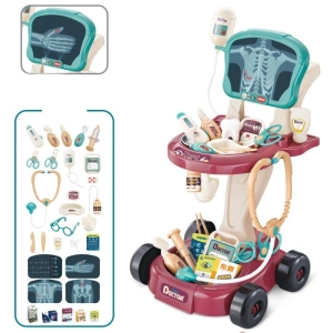 Zestaw lekarski na wózku ze stolikiem i panelem EKG Lean Toys