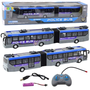 Autobus Policyjny Przegubowy Zdalnie Sterowany RC Światła Szary 1:32