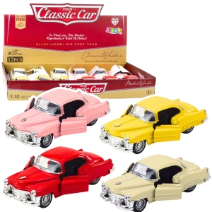 Lean Toys Autko klasyczne z lat 50. metalowe 1:32 z napędem pull-back i otwieranymi drzwiami mix