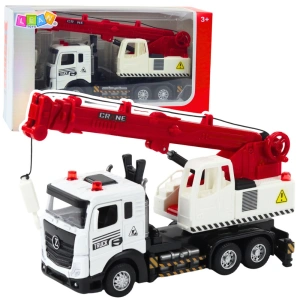 Ciężarówka z dźwigiem Lean Toys – metalowa kabina, światła i dźwięki