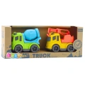 Zestaw Pojazdów Budowlanych Autka Betoniarka Ciężarówka Z Hakiem BIO Plastik