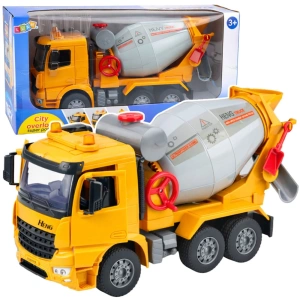 Ciężarówka budowlana betoniarka z obrotowym bębnem, światłami i dźwiękami Lean Toys