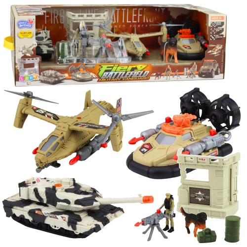 Zestaw Militarny Wojskowy Helikopter Czołg Poduszkowiec Żołnierz Baza