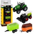 Zestaw Pojazdów Rolniczych Traktor Sieczkarnia Przyczepy 1:68 4 szt.