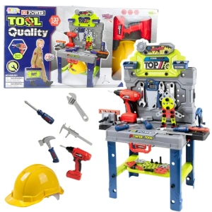 Stolik majsterkowicza z narzędziami i wkrętarką 133 el. Lean Toys