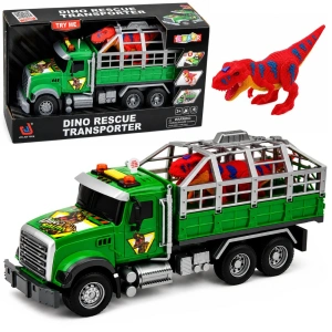 Ciężarówka transporter z klatką i figurką T-Rex ze światłami i dźwiękami 1:12