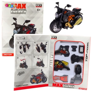 Motocykl Do Składania Skręcania Metal 1:14 DIY Czarno-Pomarańczowy