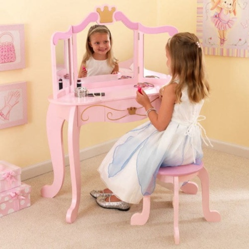 KIDKRAFT DREWNIANA TOALETKA KSIĘŻNICZKI Z KRZESEŁKIEM RÓŻOWA 76123
