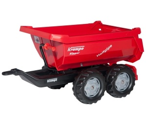 ROLLY TOYS PRZYCZEPA WYWROTKA DO TRAKTORA HALFPIPE TRAILER KRAMPE CZERWONA DWUOSIOWA 123230