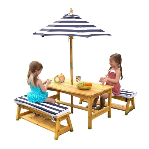KIDKRAFT STÓŁ Z ŁAWKAMI DLA DZIECI Z KOLOROWYM PARASOLEM 00106